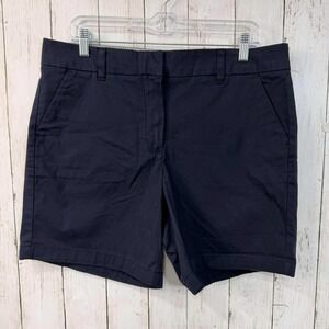 Tommy Hilfiger Women's Navy-Blue Cotton Blend Shorts Size 12